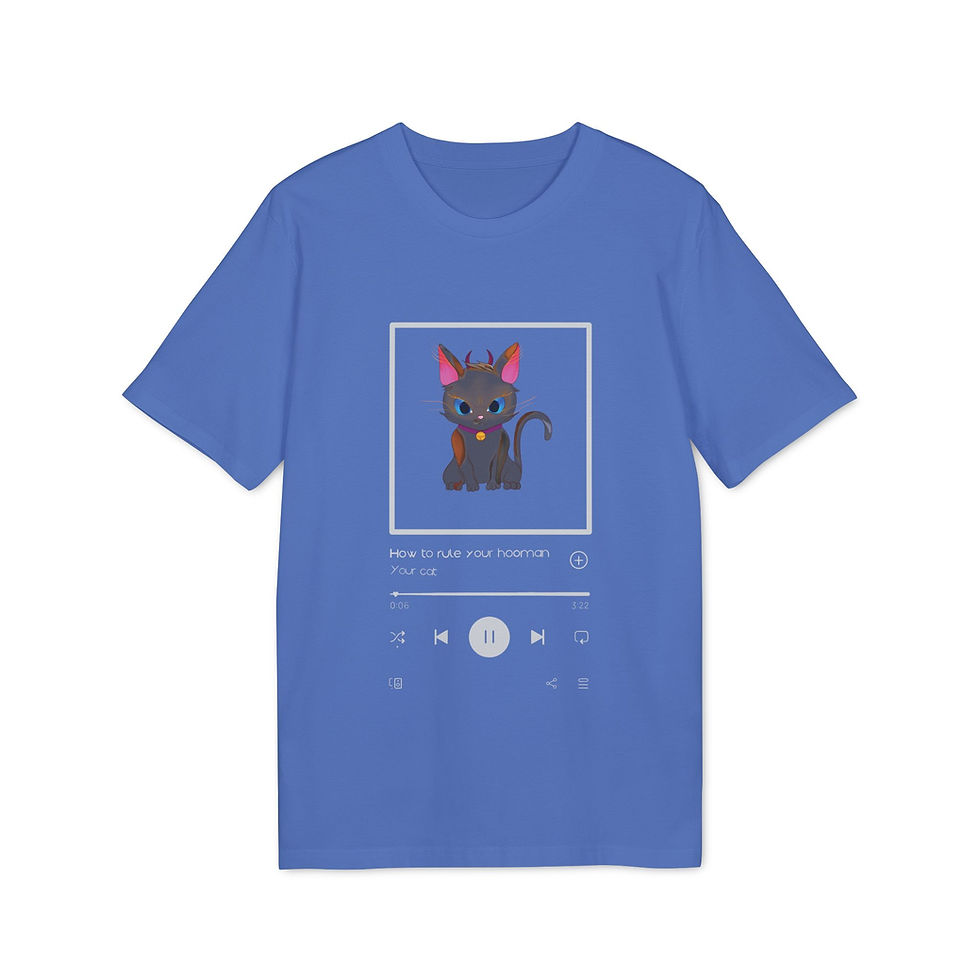 Podcat Tee in 'Bright Blue', offering a fresh, clean look with a touch of cozy, sustainable style.