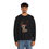 Thumbnail: "Black" crewneck sweatshirt showcasing a cute reindeer design with antler lights for a holiday vibe.