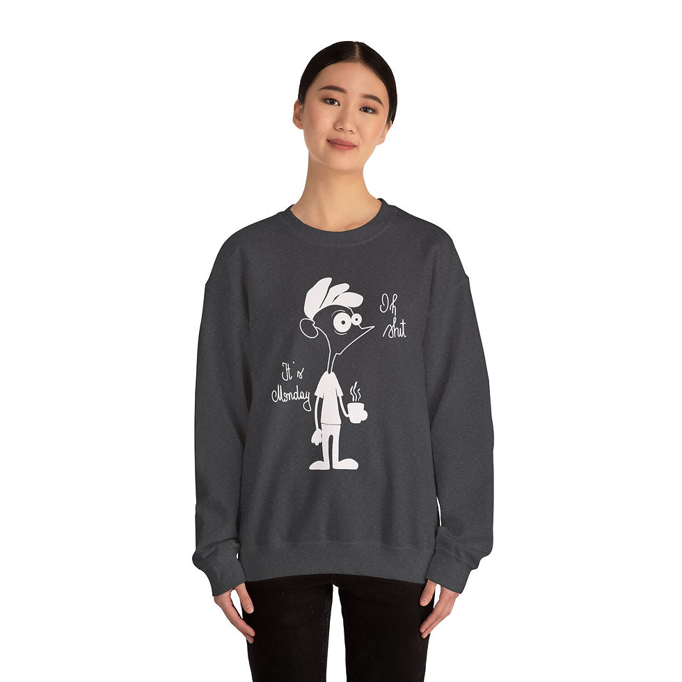 Model in the "Dark Heather" sweatshirt, showcasing the perfect blend of comfort and effortless style.
