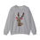 Thumbnail: "Sport Grey" crewneck sweatshirt with a cute reindeer design and colorful lights on the antlers, spreading holiday joy.