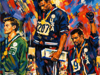 US ATHLETES PROTEST IN 1968 MEXICO CITY GAMES