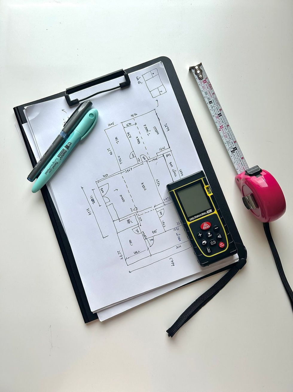 thước dây thước laser bảng vẽ