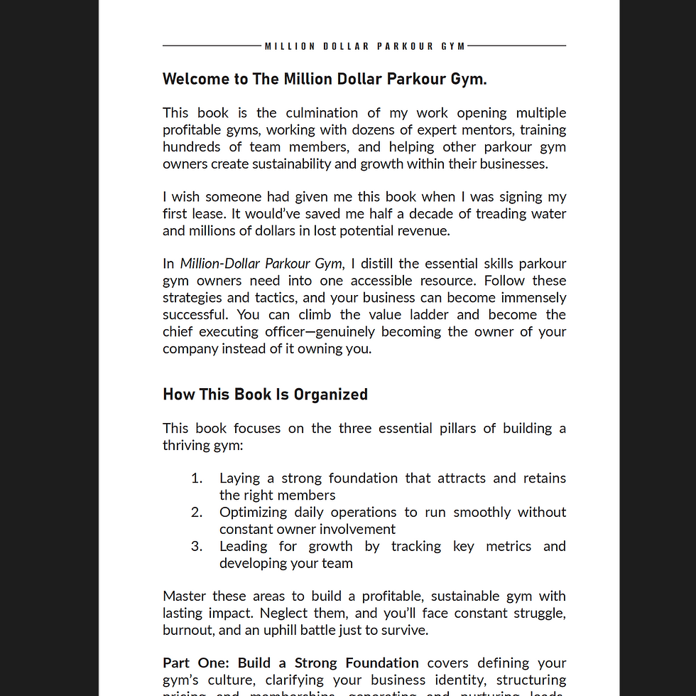 Thumbnail: one million dollar parkour gym book