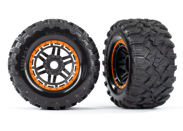 Thumbnail: Maxx Black Wheels All Terrain Tires 17mm Splined (2) 8972A, 8972R, 8972T & 8972X