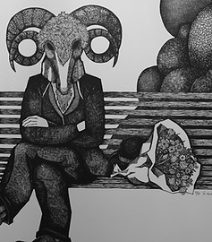 Le rendez-vous, bois gravé, 50 x 65 cm, 1973