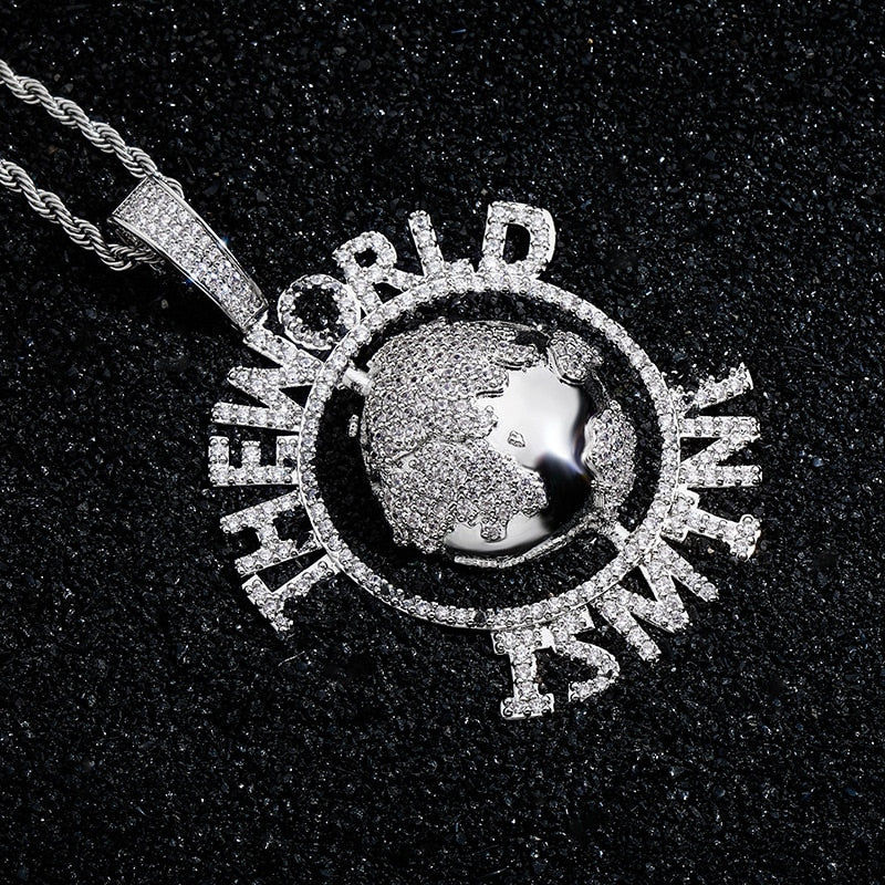 Thumbnail: The World Is Mine Earth Moissanite Iced Out Pendant 14K  Gold Pendant