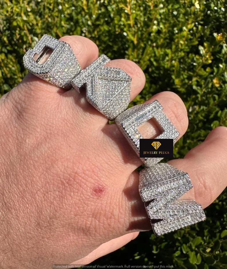 Thumbnail: Men Super Star Iced Out Moissanite Pinky Ring: 925 Sterling Silver Hip Hop Style