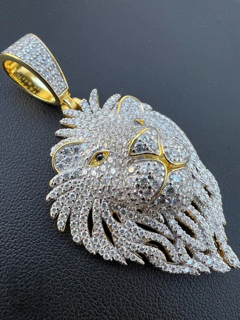 Thumbnail: Moissanite  Iced Out Lion King Pendant Sterling Silver Rasta King