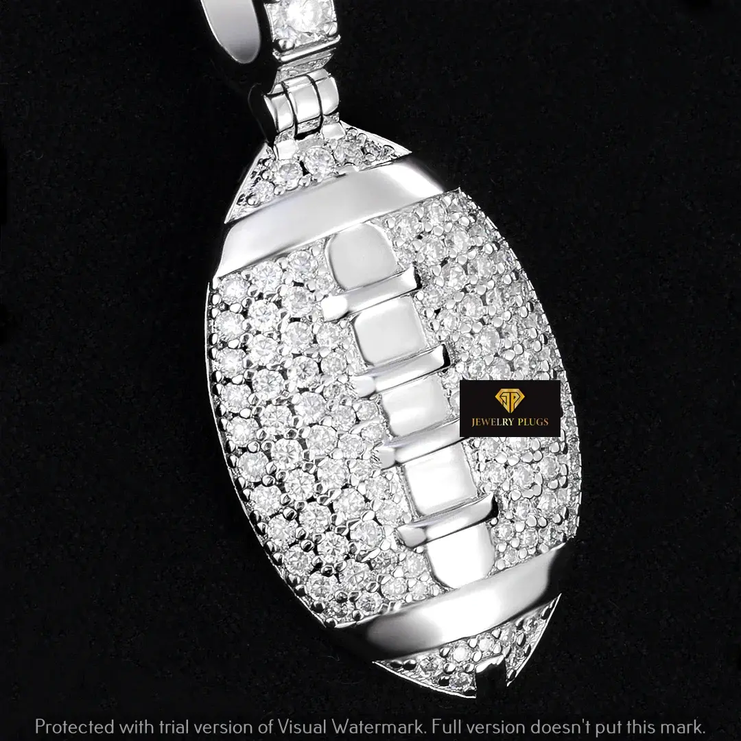 American Football Moissanite Iced Out Pendant Neckless