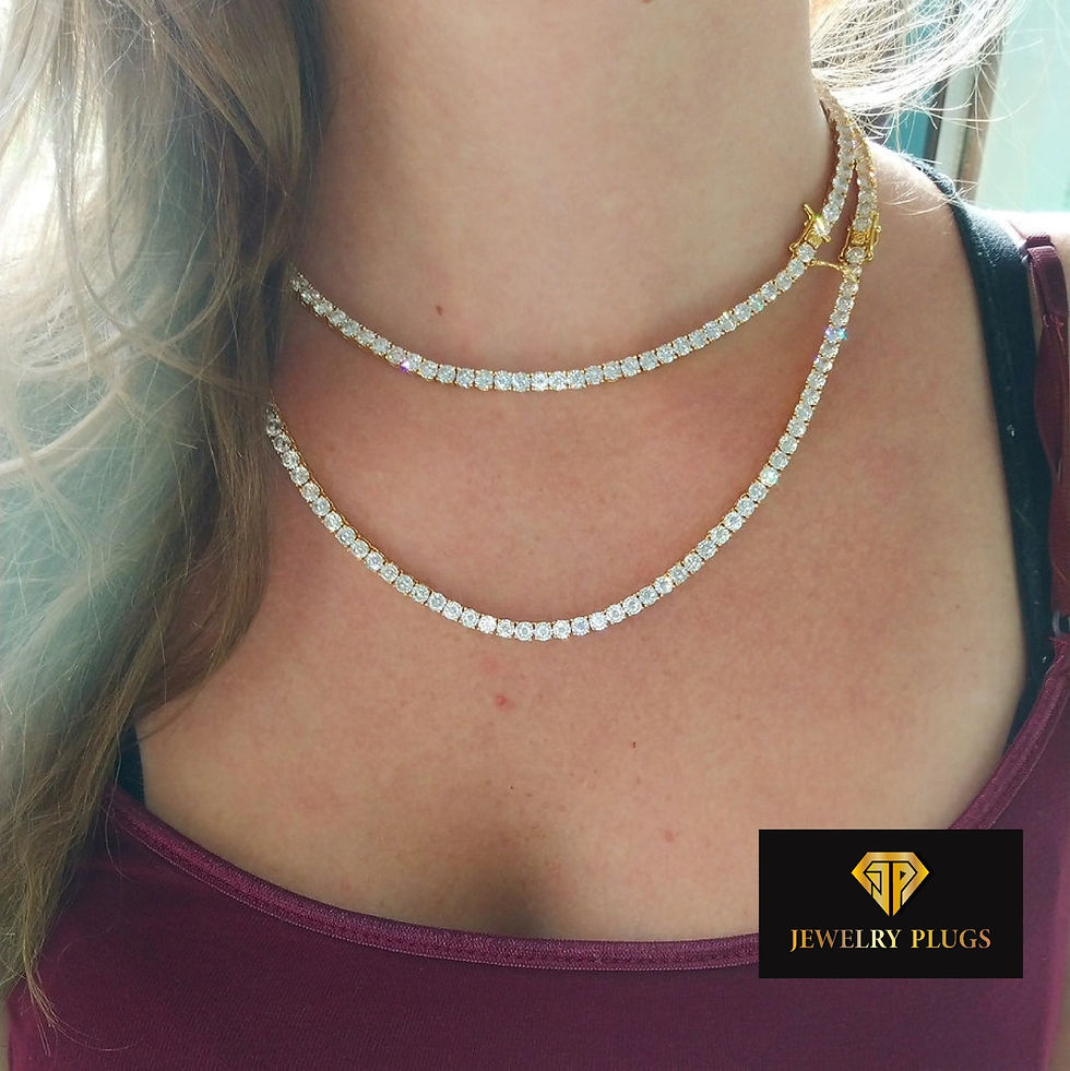 Thumbnail: Men Tennis 3-7 MM Necklace Iced Out Moissanite Necklace
