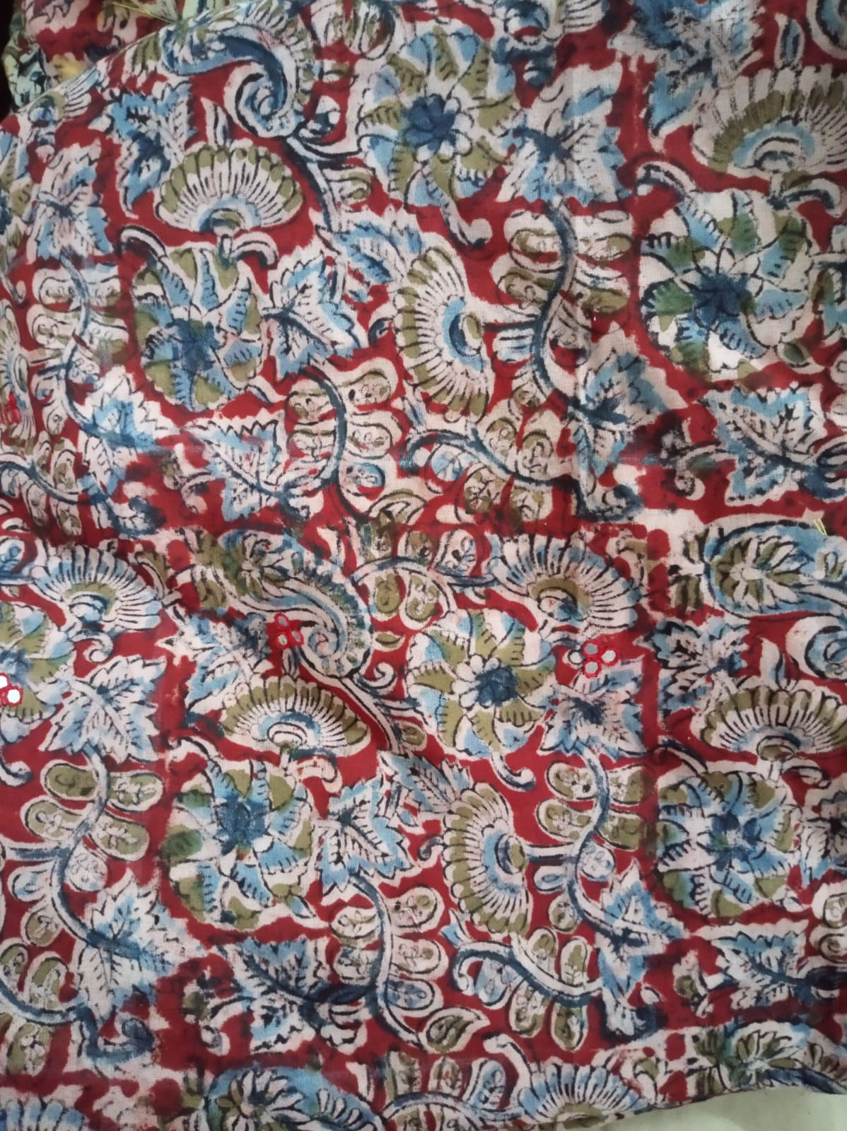 Hand-Block Kalamkari Print Fabric Design