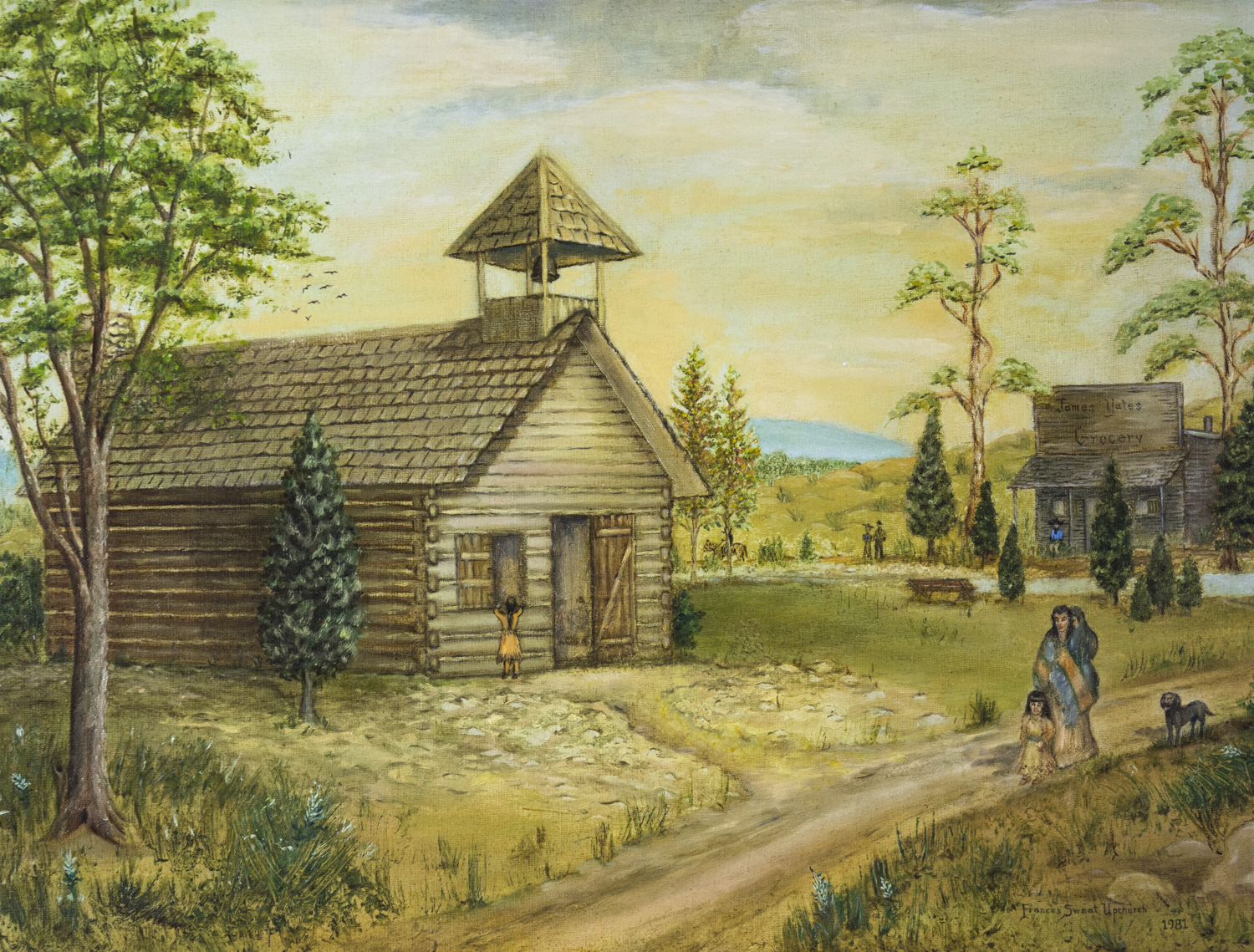 Talladega School House, built circa 1833, Frances Sweat Upchurch, 1981, Oil, 11 Paintings collection