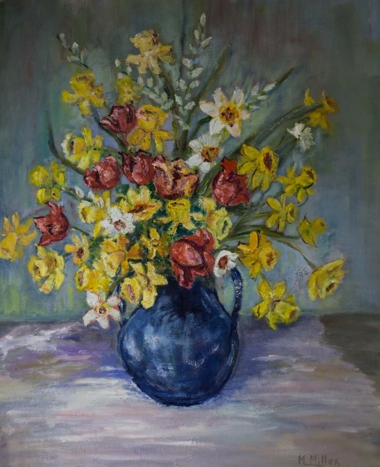 Floral Still Life, by Marianne Miller, Oil on Canvas, Donation