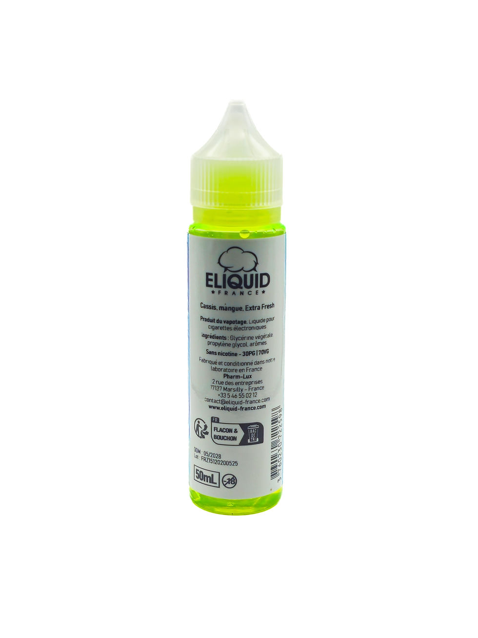 Bouteille de 50 ml de e-liquide Cassis Mangue, Fruizee, offrant une expérience de vape fruitée et équilibrée, parfaite pour l