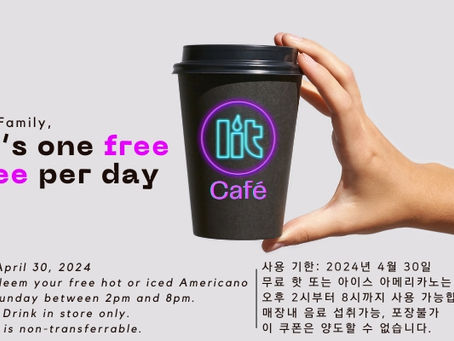 Get a FREE Coffee Every Day in April at Lit Café! ☕