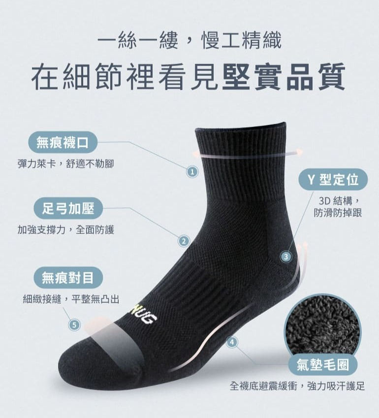 縮圖：動能氣墊運動襪(厚底)-黑色