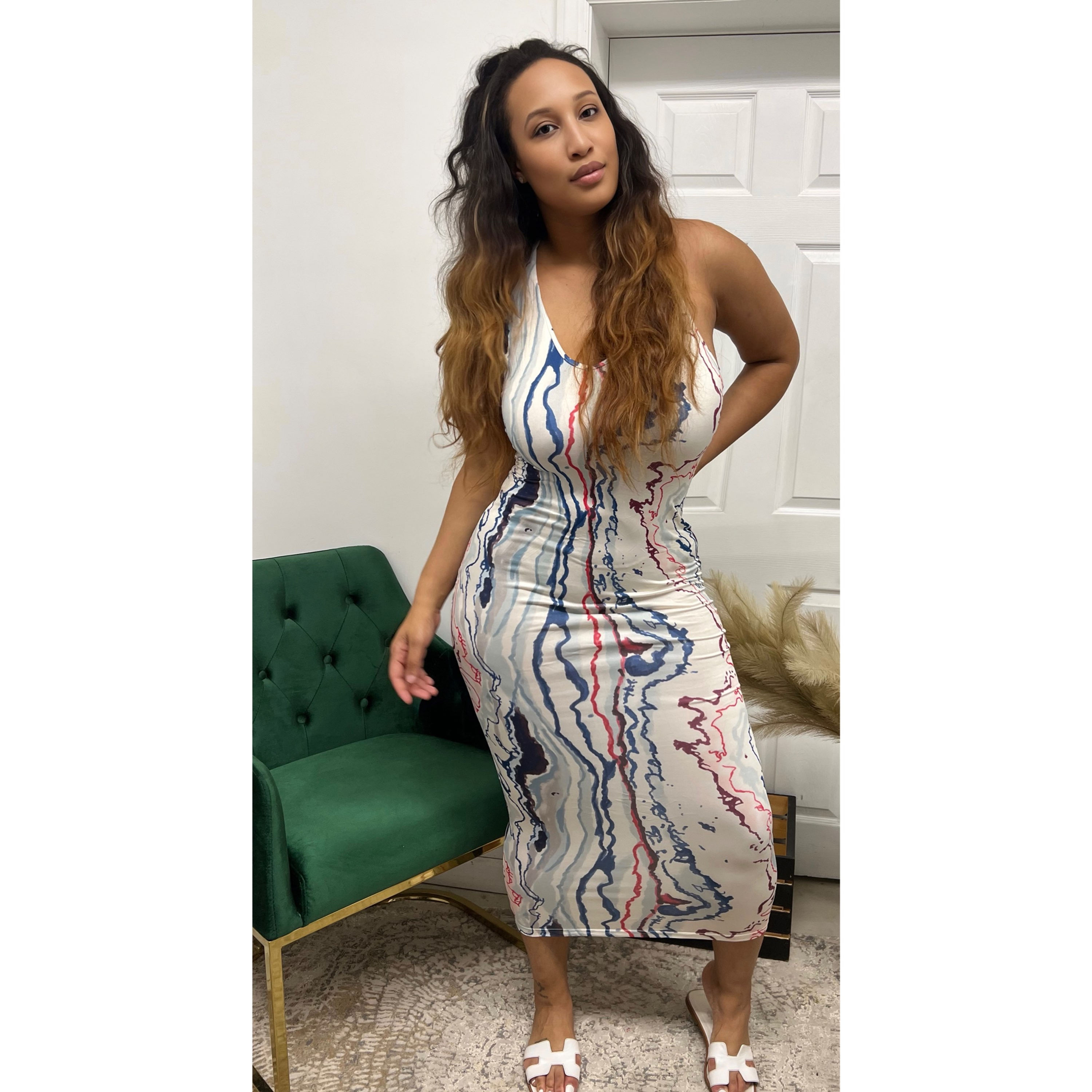 Scribble Halter Dress