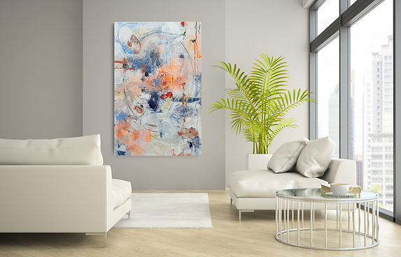 CANVAS ABSTRACT ART PAINTING IN ROOM SET