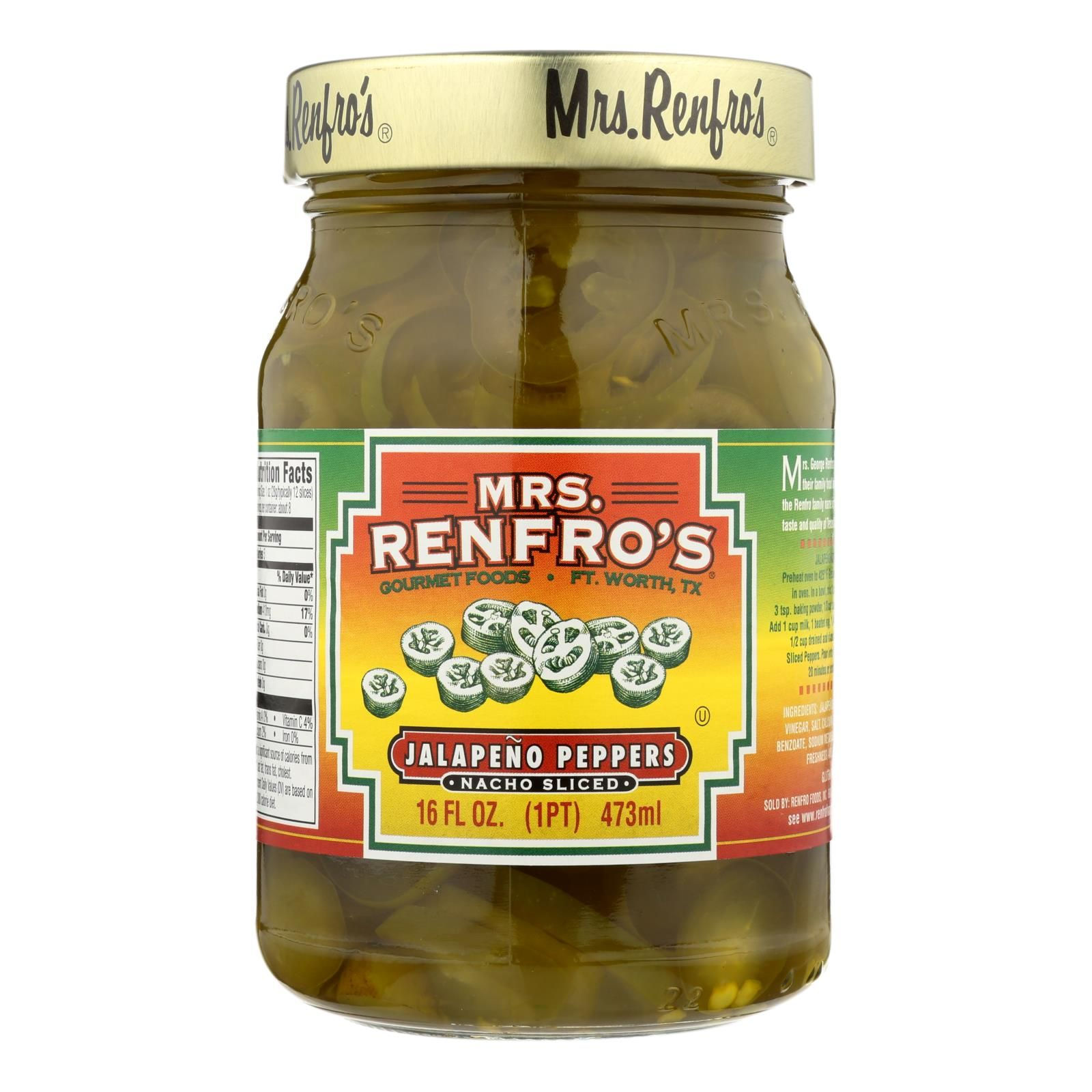 Jalapeno Pepper Mrs. Renfro's Slices Canned 6 Total Jars Of 16 Ounces