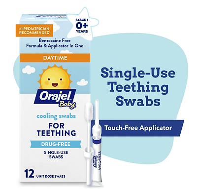 Orajel Baby 12 Uses Gums Pain Relief Applicator Cooling Swabs Night Or Day