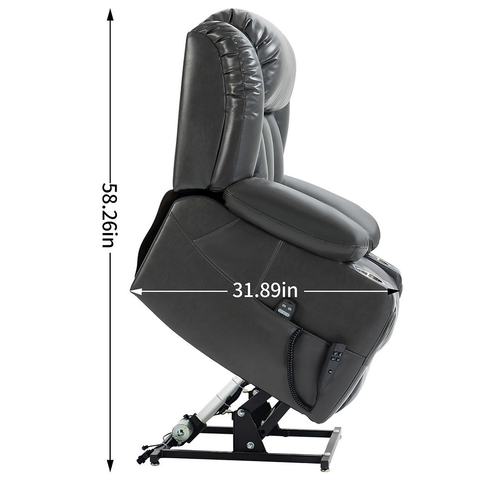 Miniatura: Recliner Furniture Leather Grey Adjustable Position Massagers Leatheraire