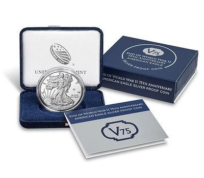 Coin Collectors Silver Metal End Of World War II American Eagle 75th Anniversary