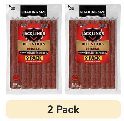 Beef Stick 2 Packs Of 9 Sticks Jack Link's Original 100% Beef