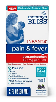 Acetaminophen Infant Baby Momm's Bliss Pain Liquid Relief Berry Flavor 2 oz