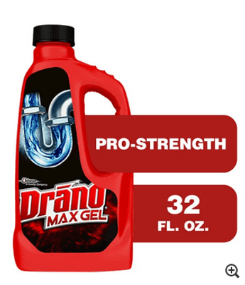 Draino Drain Unclog Liquid 32 Ounce Max Gel Pro-strength Bottle