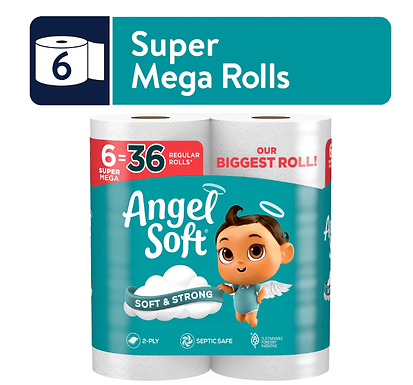 Toilet Paper Angel Soft 6 Super Mega Rolls
