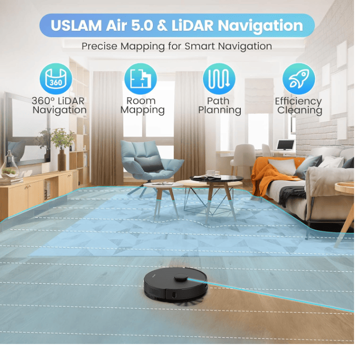 الصورة المصغرة: Robot Lidar Vacuum Rechargeable T20 Plus With Auto Empty Base Station