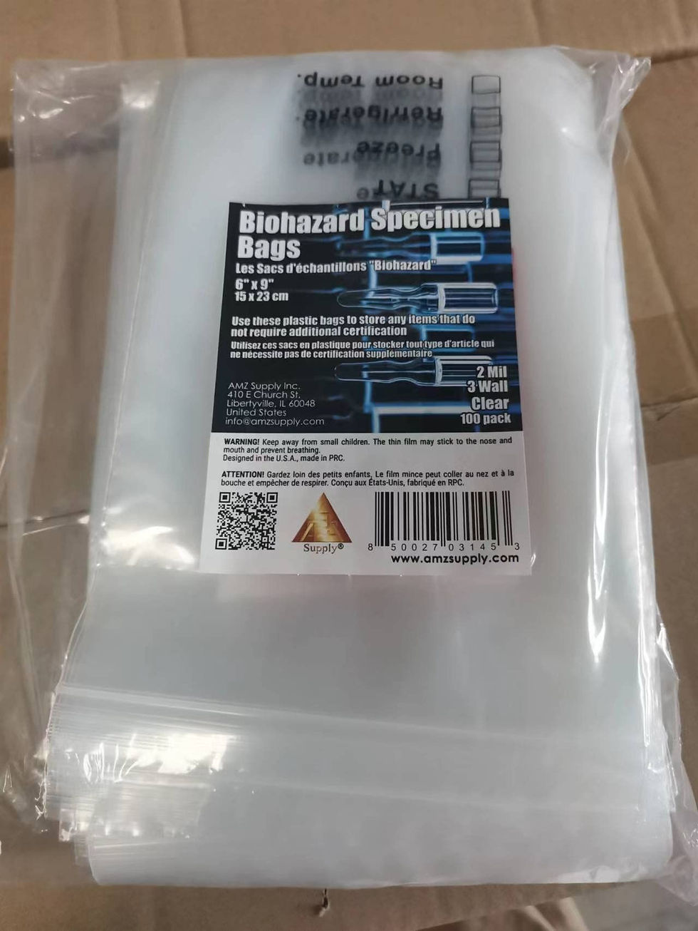 サムネイル： HAZMAT Zip Lock Seal Bags 1 Case Of 100 Clear 6 Inch By 9 Inch Biohazard