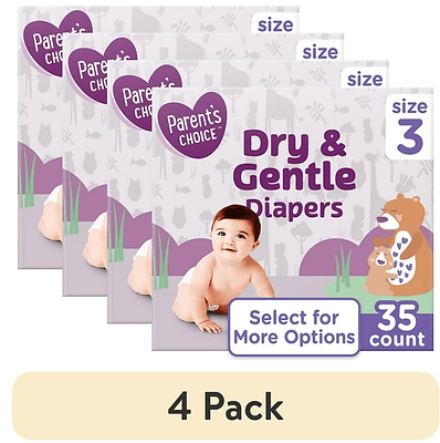 Diapers Size 3 Parent's Choice 4 Boxes Of 35 Dry And Gentle