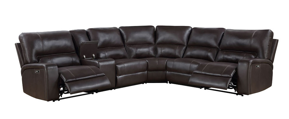 Miniatura: Leather Couch Sofa With Recliners And Cupholders Built-in