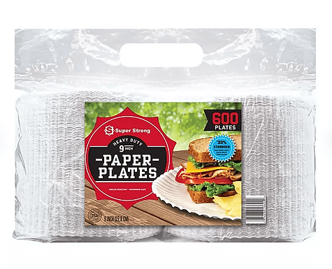 Paper Plates 600 Count Heavy Duty Bulk 9 Inch Super Strong