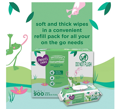 Baby Wipes 9 Total Packages Of 900 Parents Choice Cucumber Scent Wet