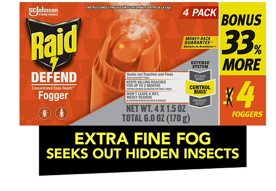 Bug Fogger 4 Count Of 1.5 Ounces Raid Concentrated Defend Pest Bomb