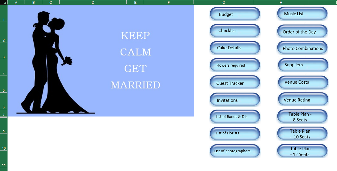 Bride and Groom Wedding Planning Excel File