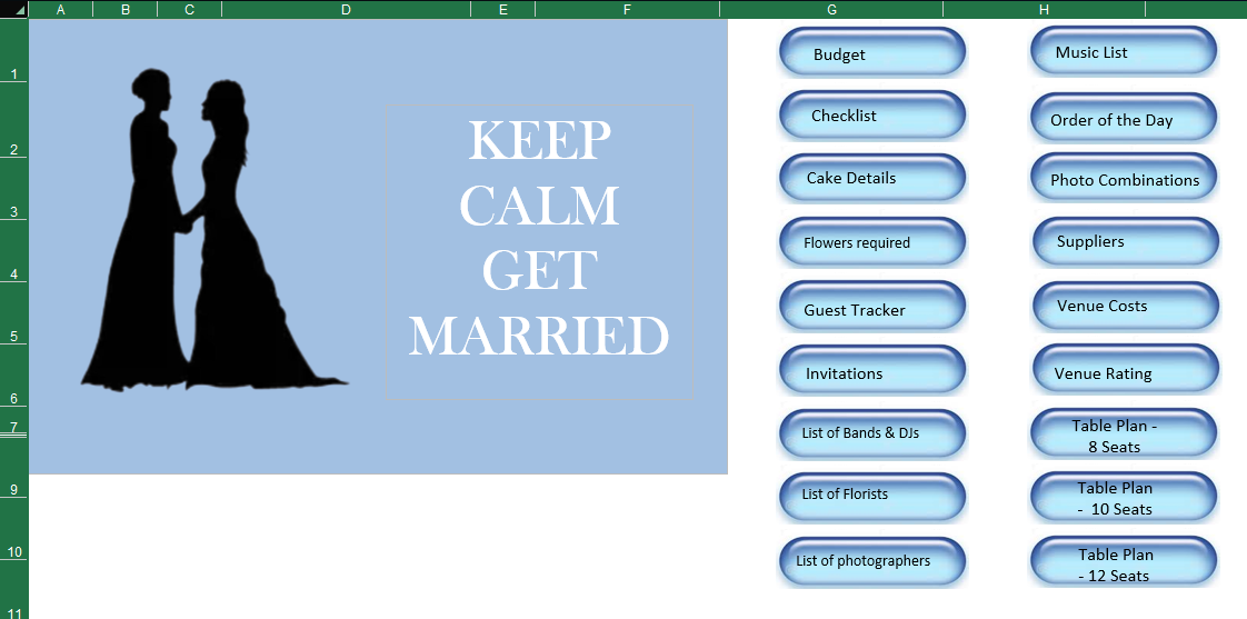 Bride and Bride Wedding Planning Excel File