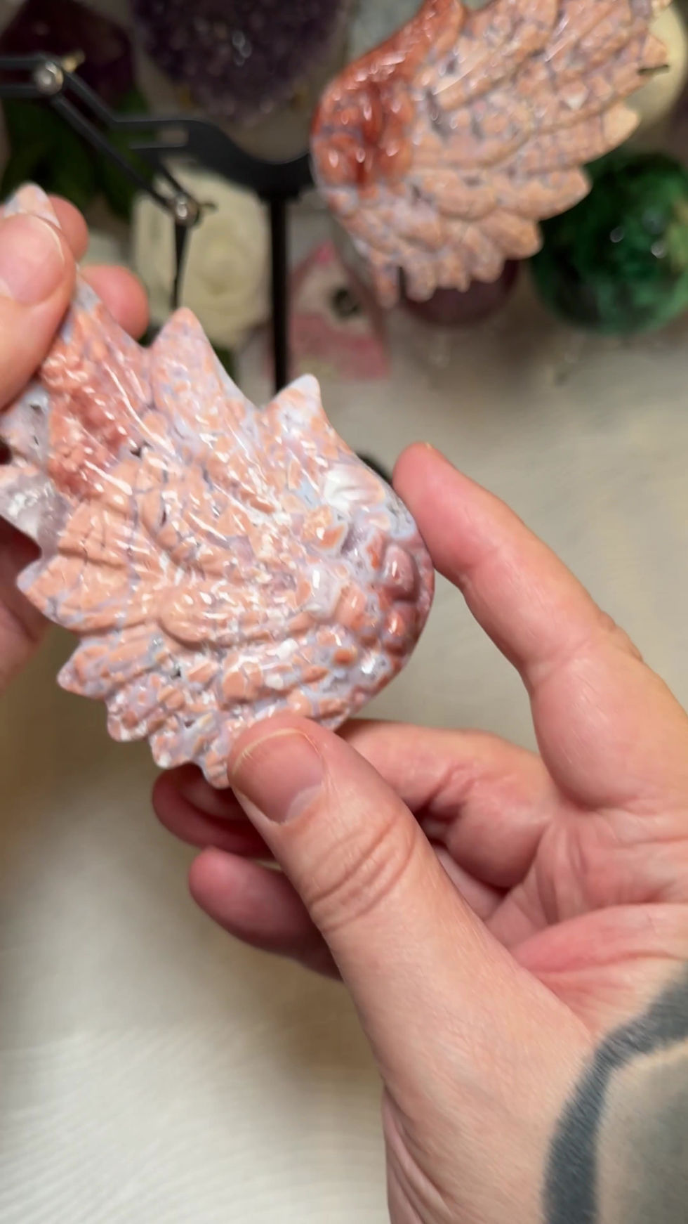 Thumbnail: Pink Agate Wings with Stand