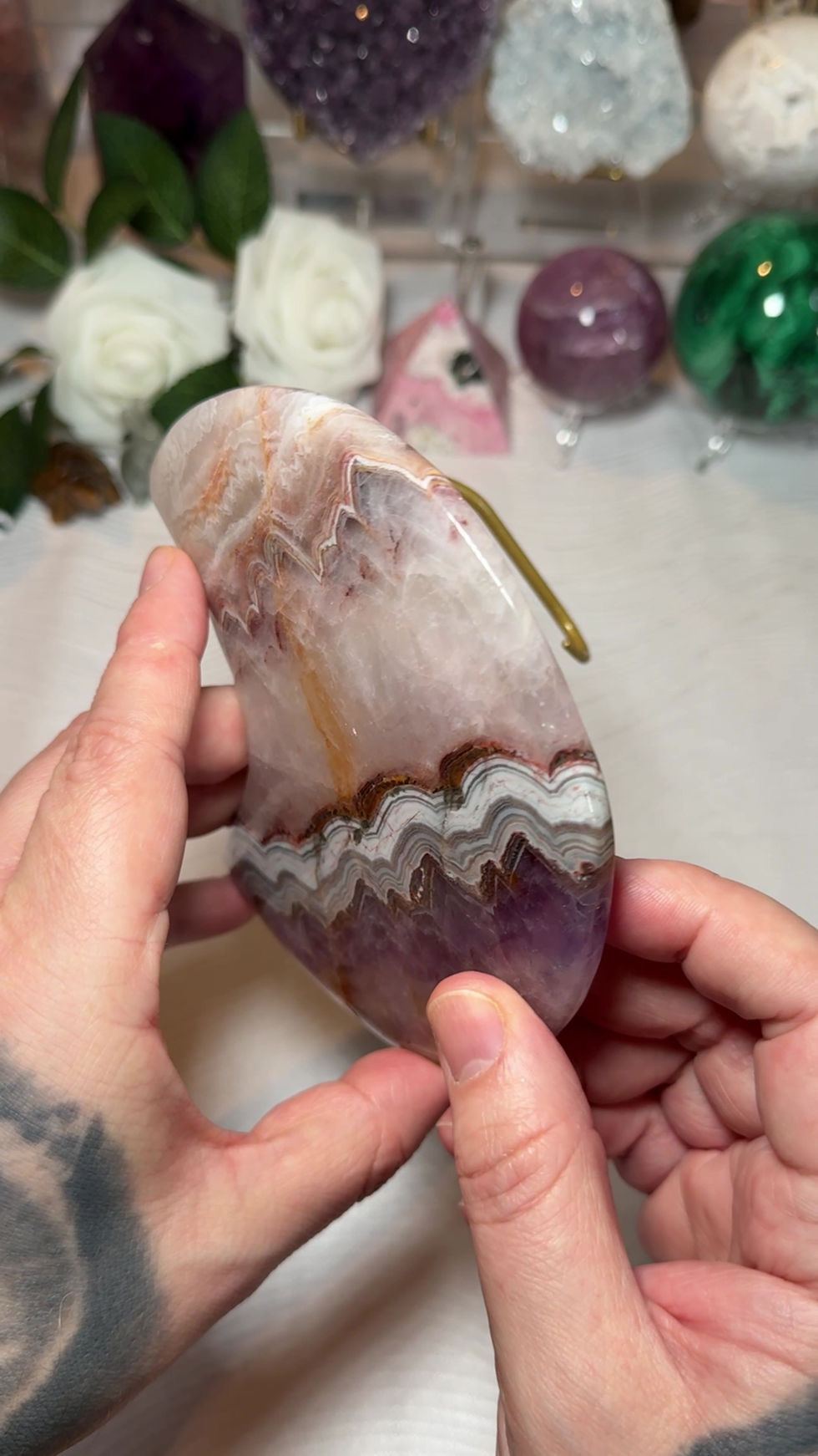 Thumbnail: Aurora Amethyst Agate Moon with Stand