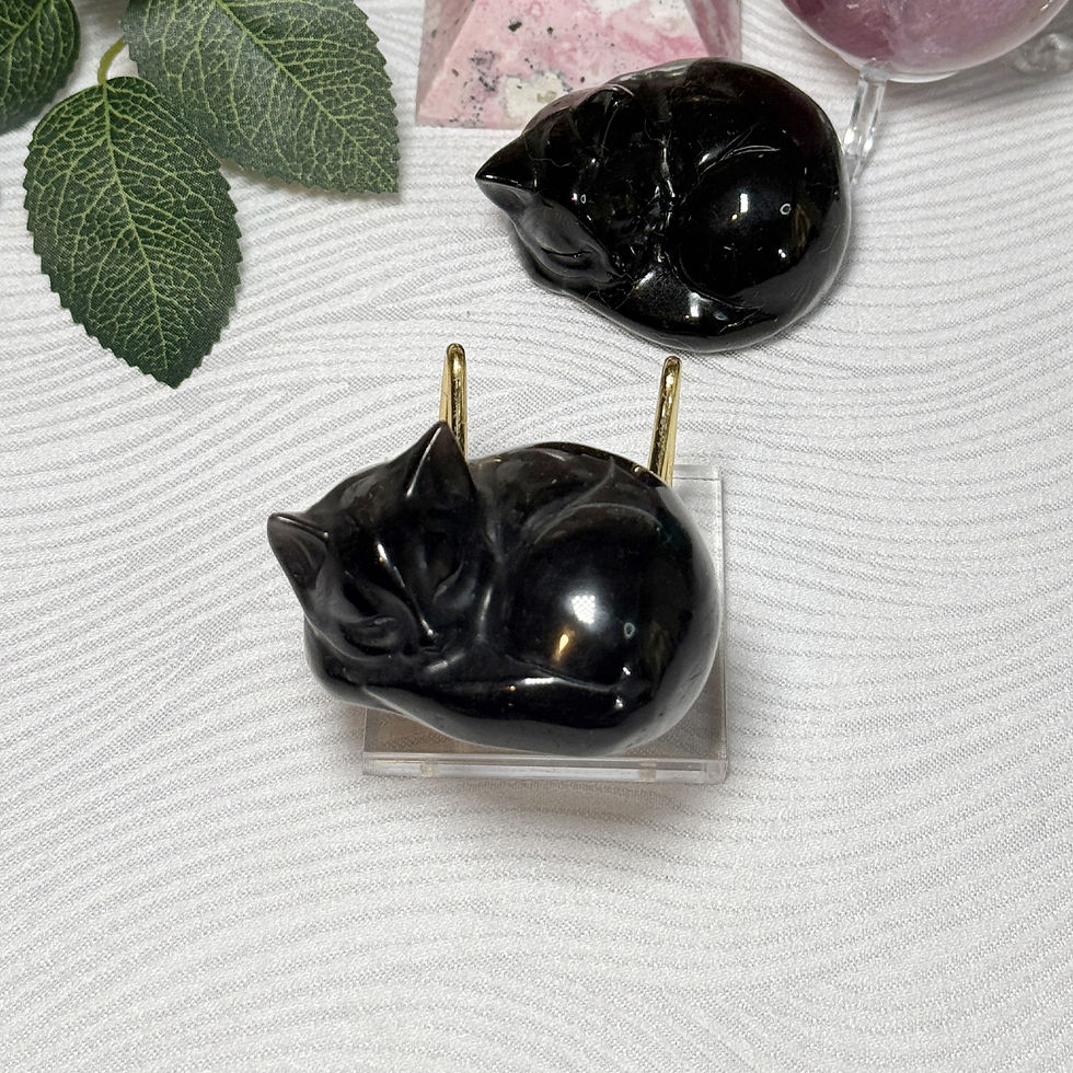 Thumbnail: Black / Silver Sheen Obsidian Sleeping Cat