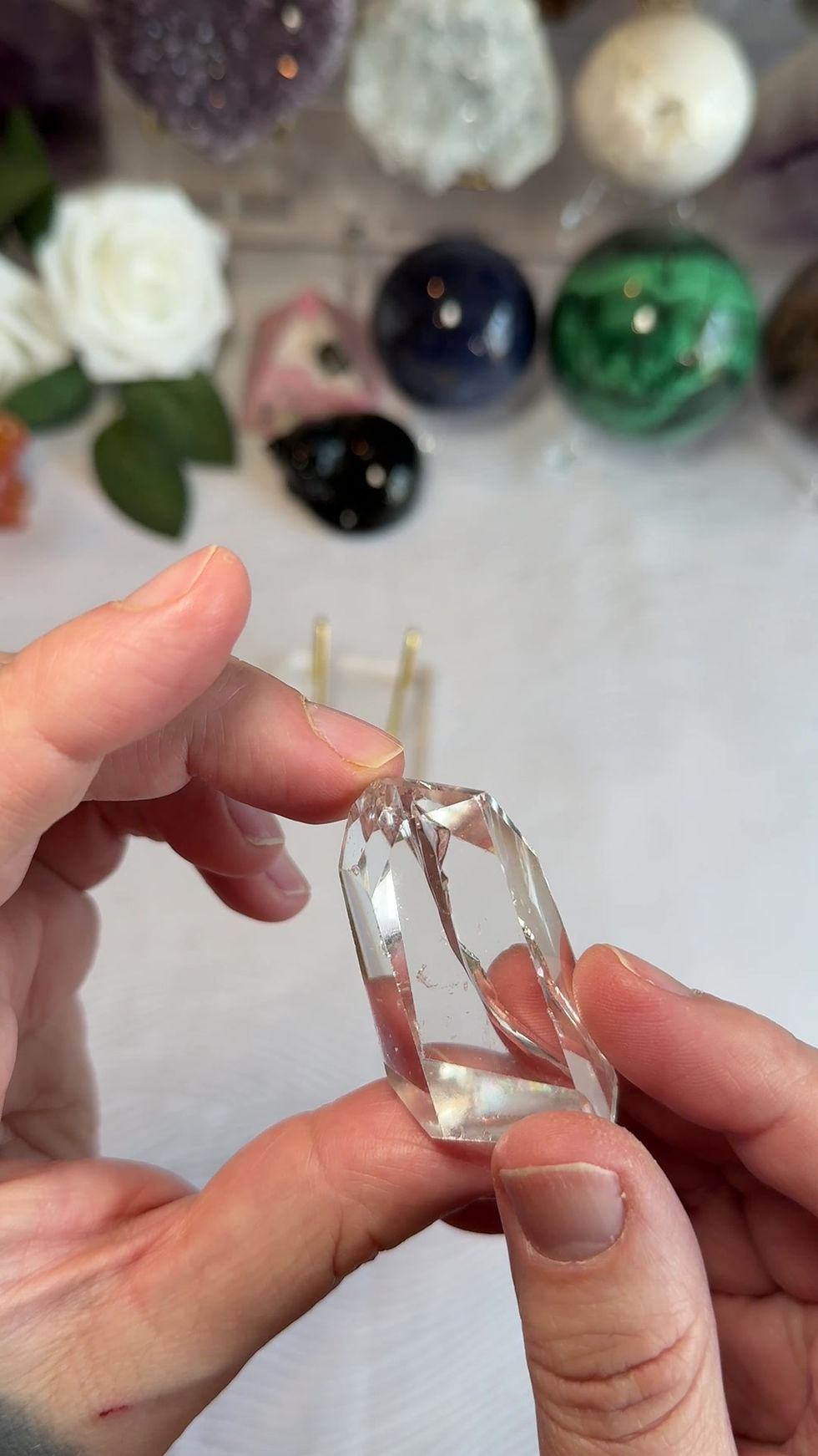 Thumbnail: Clear Quartz Point with Rainbows (A)