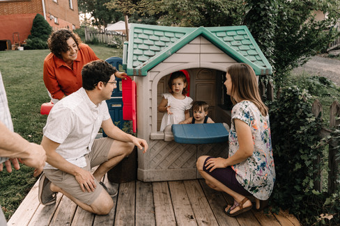 family playing outside