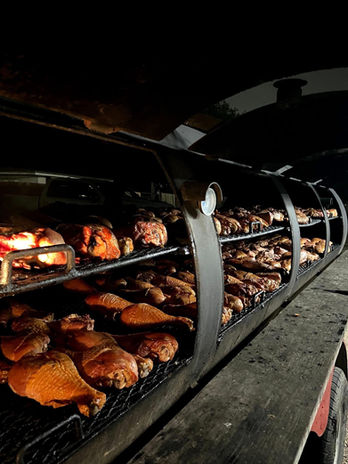 Chicken being cooking in Big Bertha