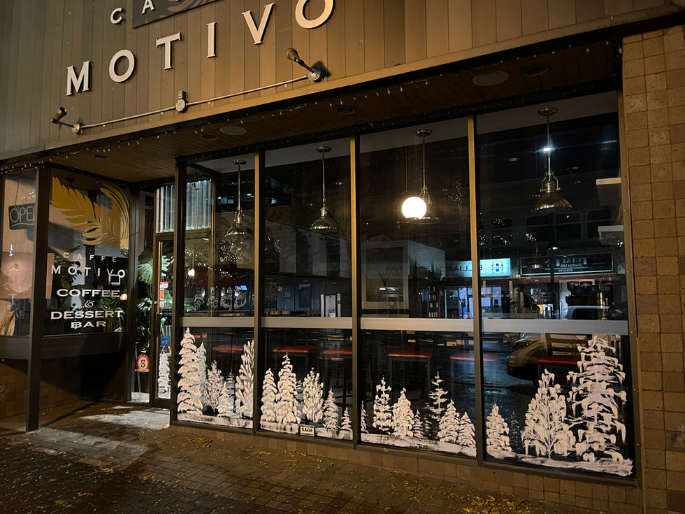 White window scenery painted on retail store windows