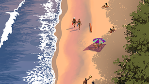 a digital mural of Kitsilano beach