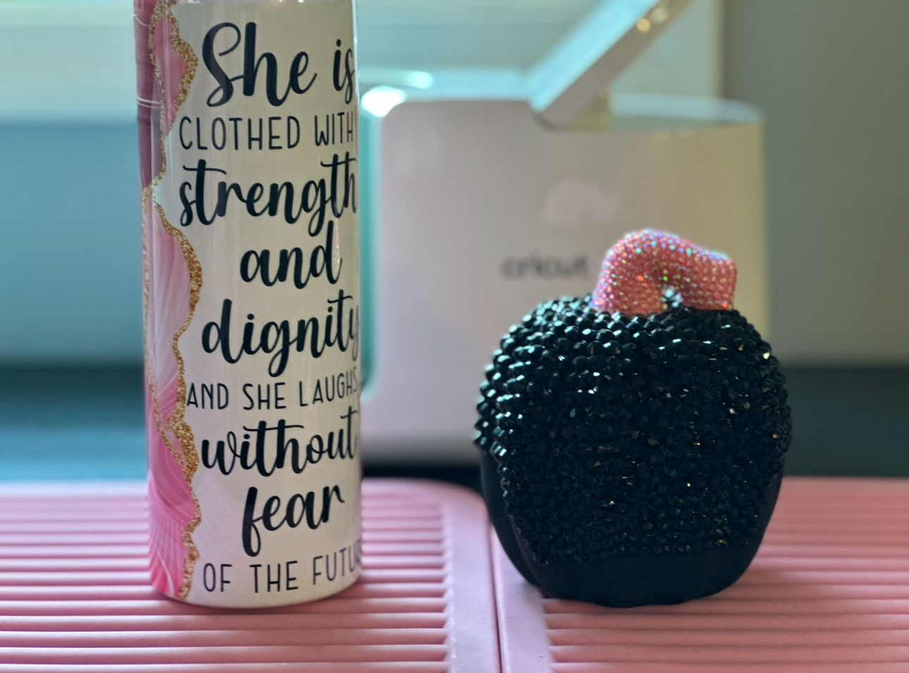 20 oz She is clothed with strength tumbler (pumpkin not included)