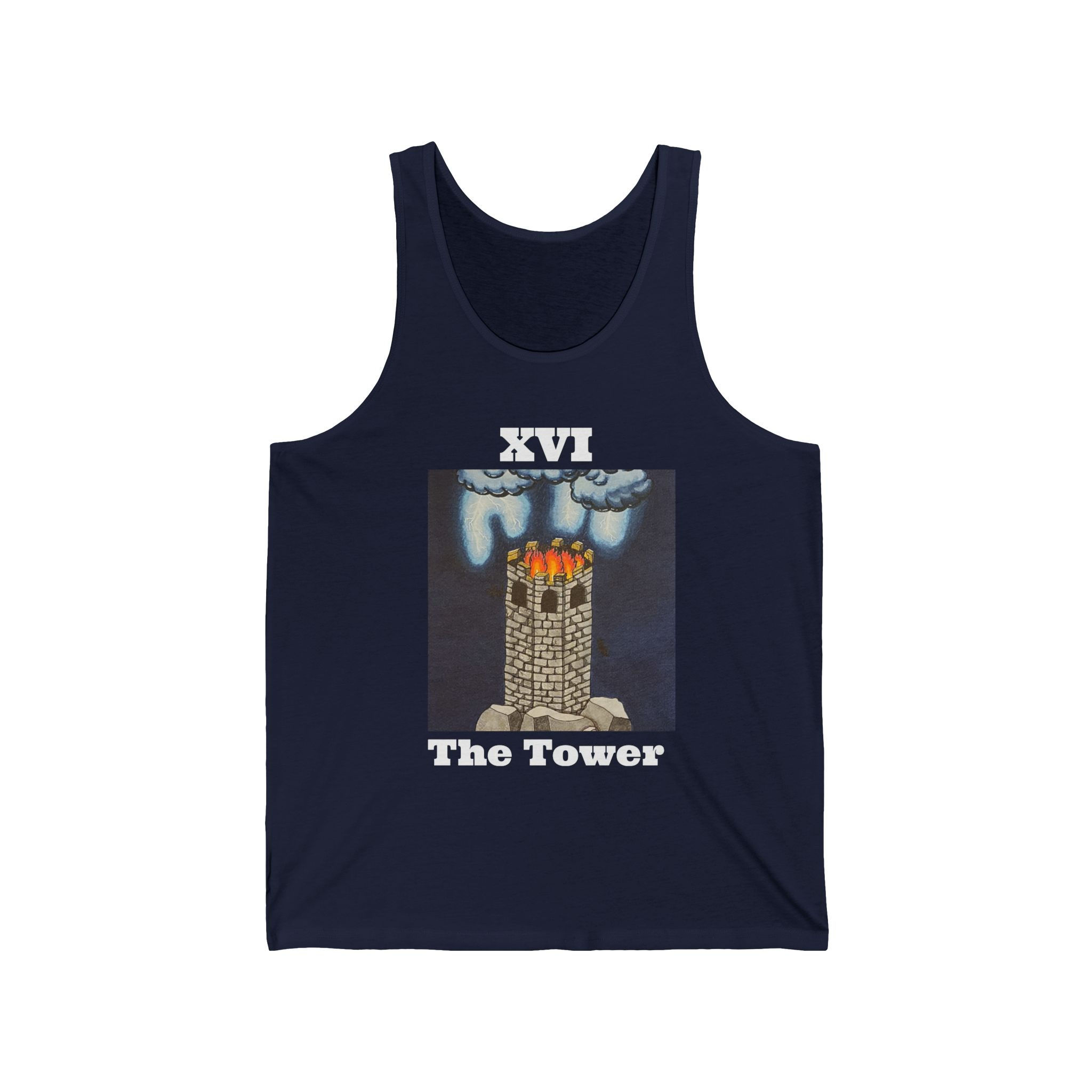 The Tower, Tarot Card, Unisex Jersey Tank