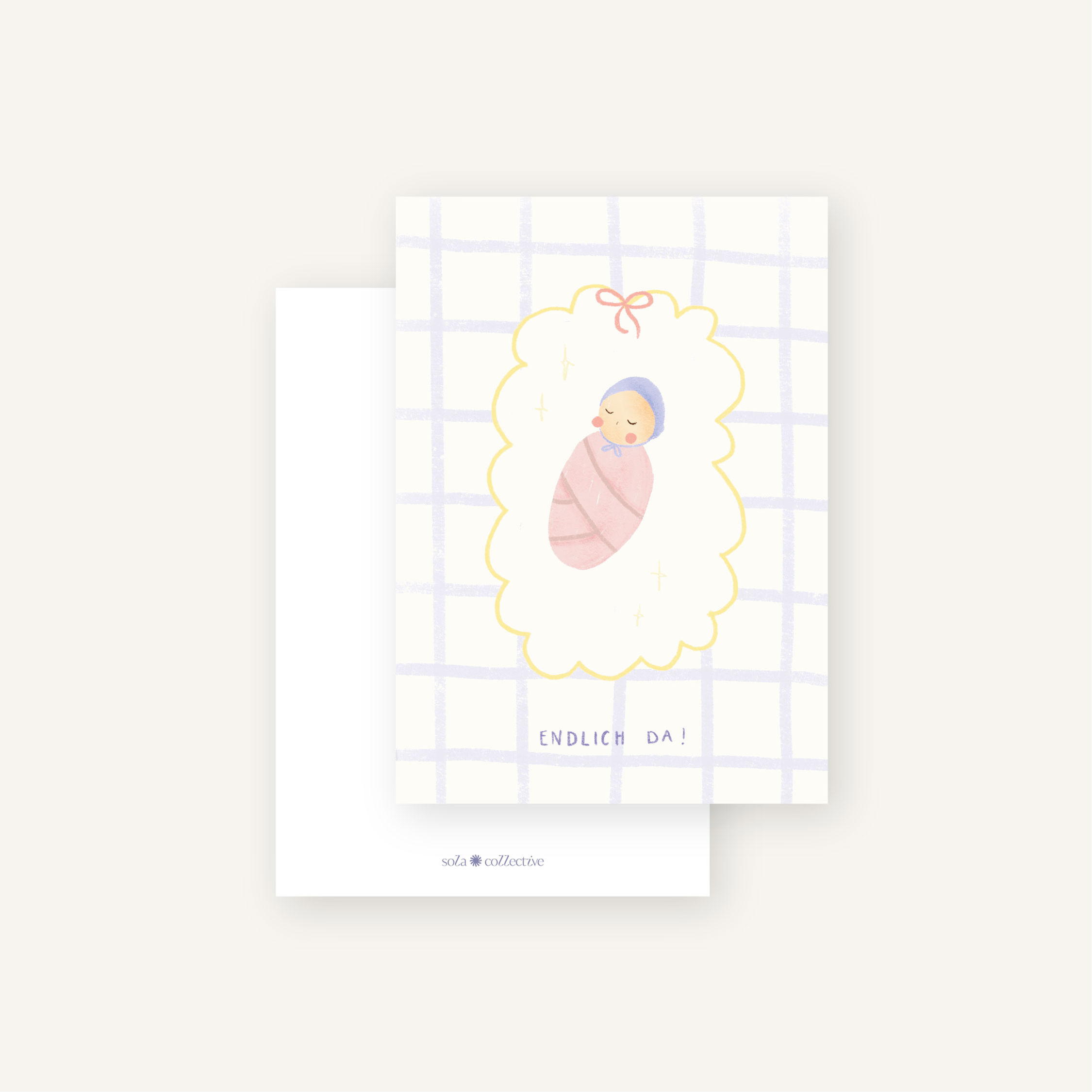 "Endlich da" Grußkarte